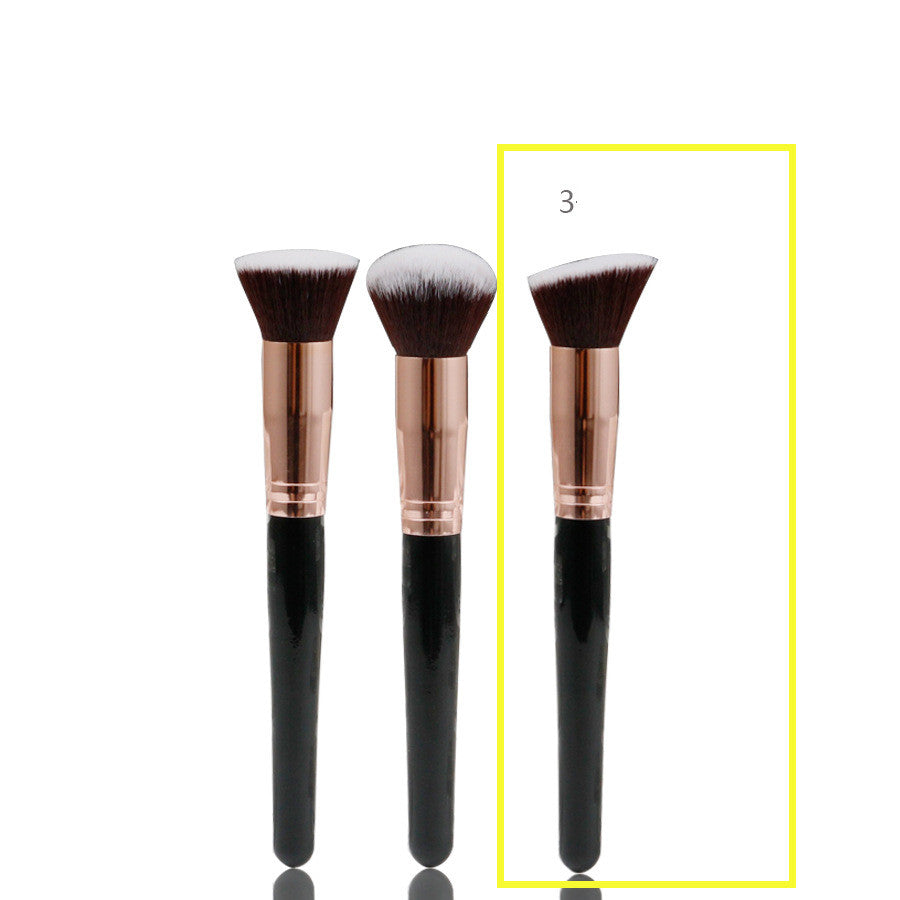 Flat Head Bevel Three Piece Portable Makeup Brush