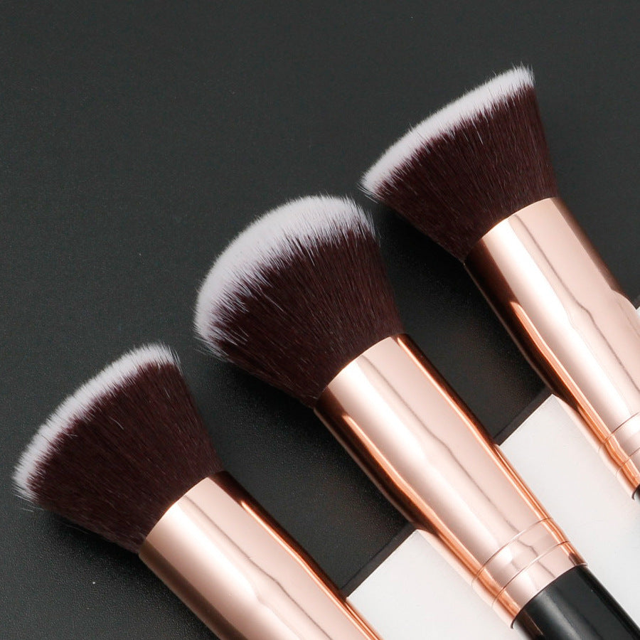 Flat Head Bevel Three Piece Portable Makeup Brush