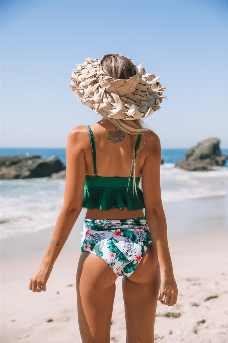 Fashion Printed Swimsuit For Women Ruffle Swimwear