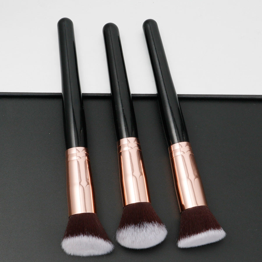 Flat Head Bevel Three Piece Portable Makeup Brush