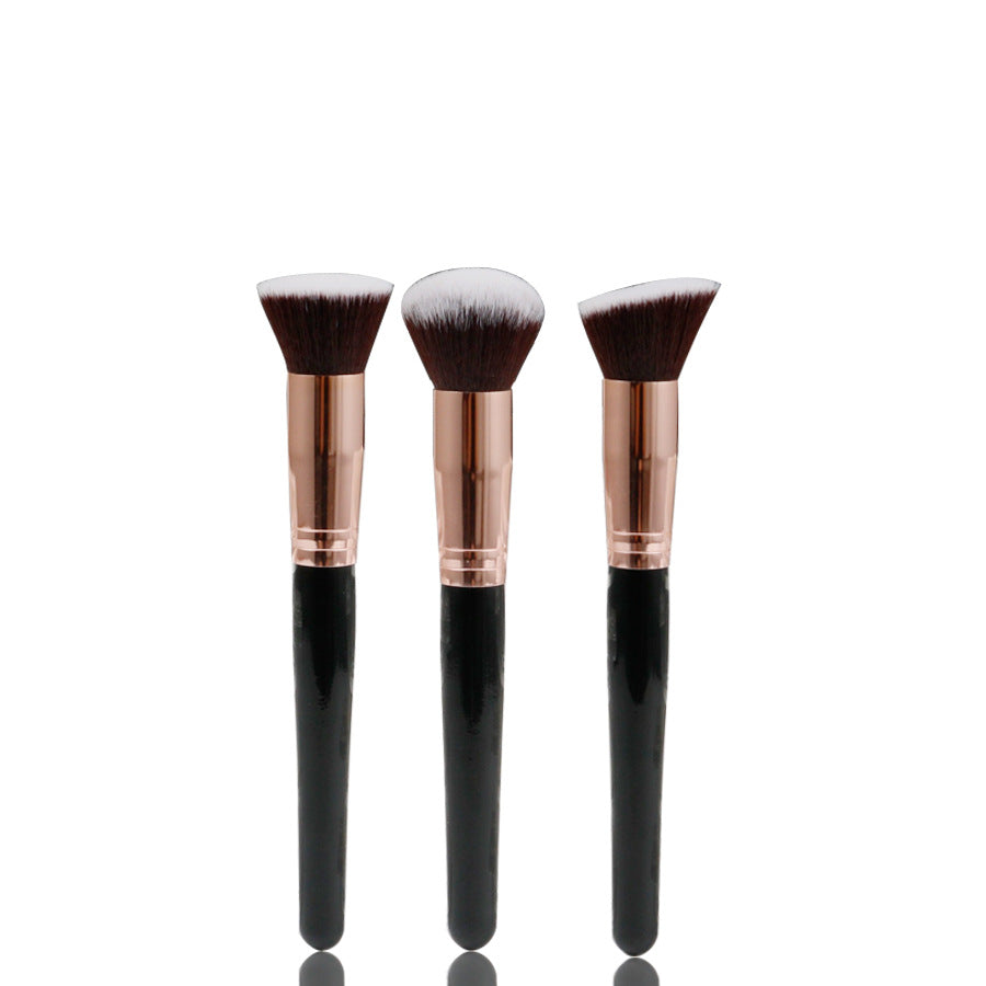 Flat Head Bevel Three Piece Portable Makeup Brush