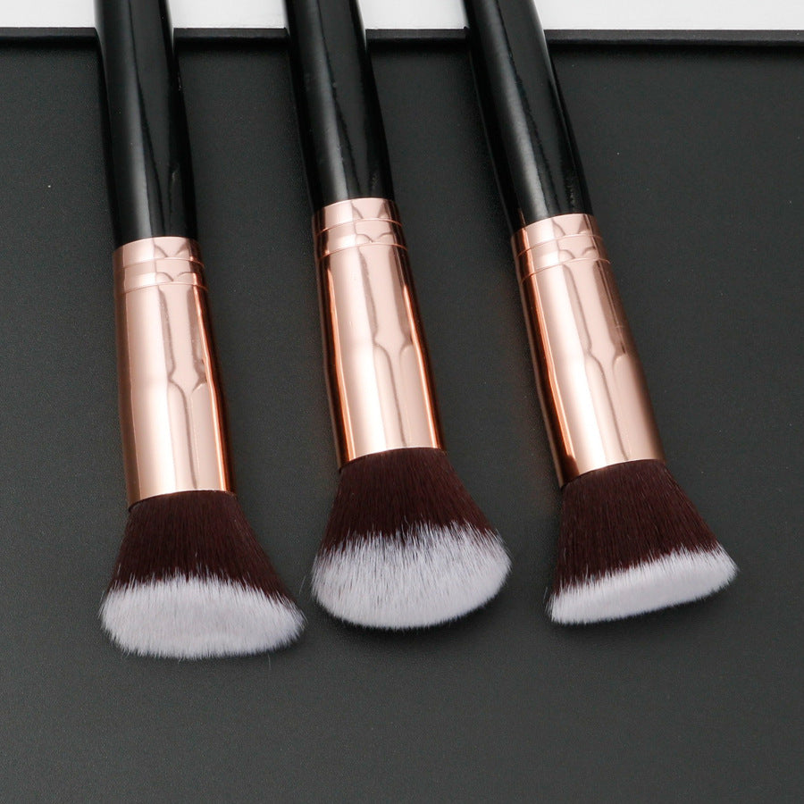 Flat Head Bevel Three Piece Portable Makeup Brush